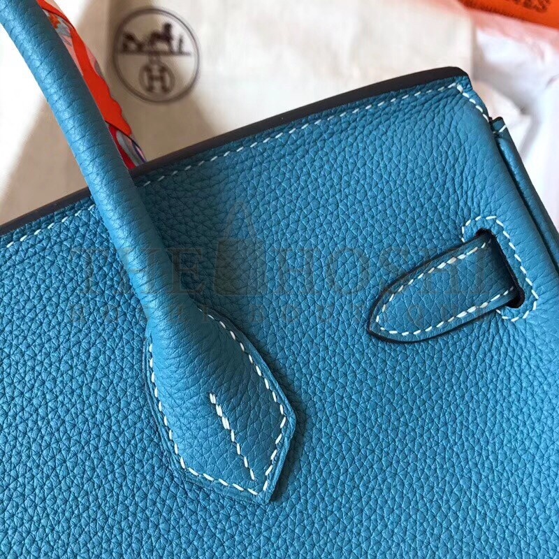 H**me5 Blue Jean Birkin 30cm Clemence Handmade Bag Master Quality