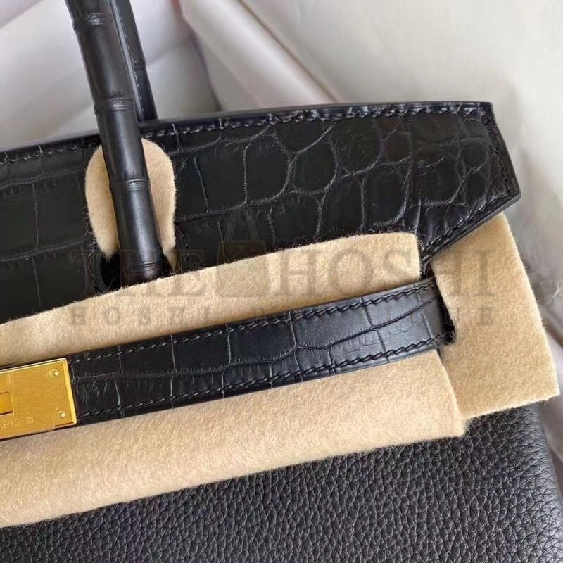 H**me5 Black Touch Birkin 30cm Bag Matte Niloticus Crocodile Skin Master Quality