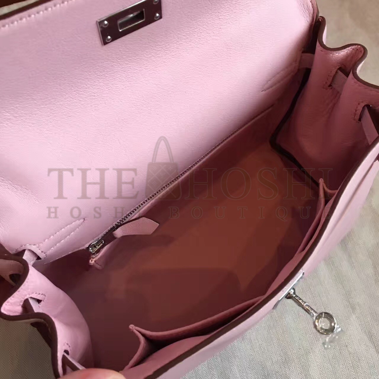 H**me5 Swift Kelly 25cm Retourne Handmade Rose Dragee Bag Master Quality