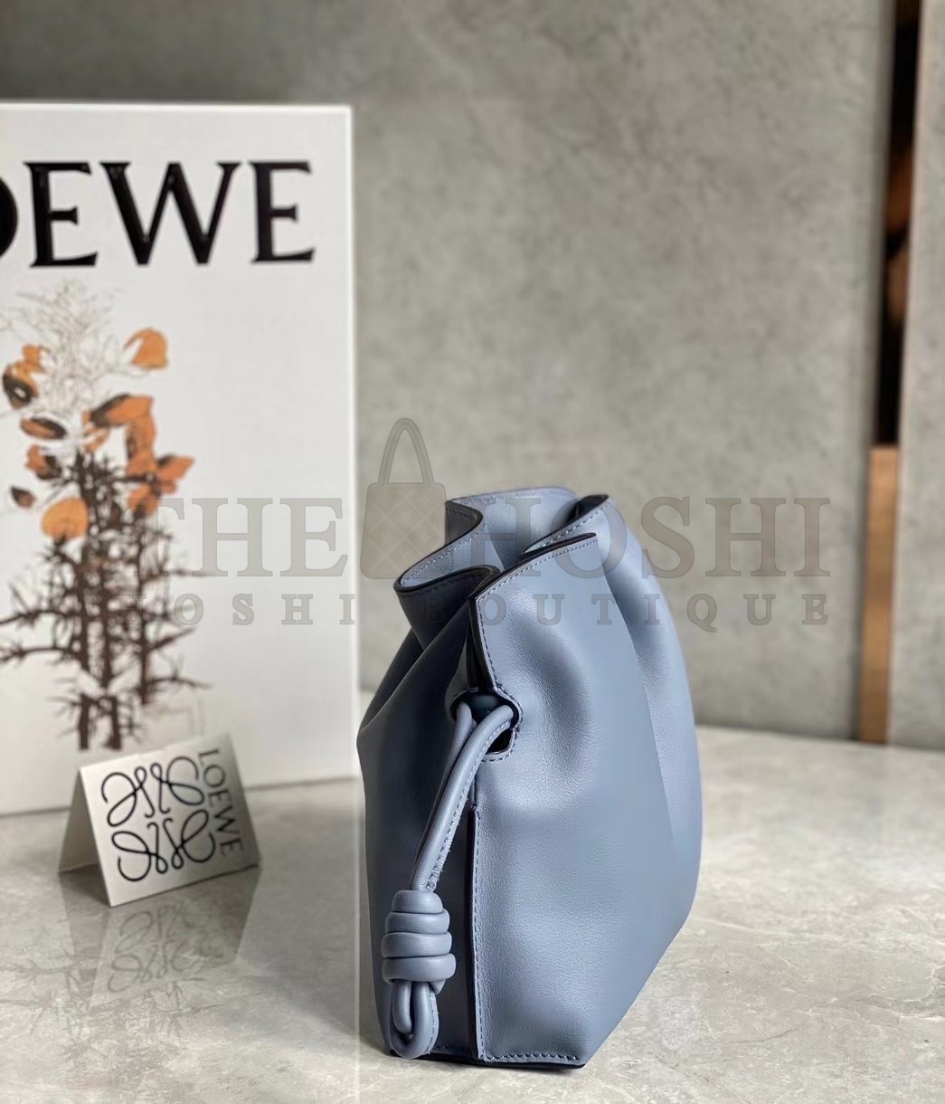 L0ew* Flamenco Mini Clutch In Atlantic Blue Nappa Leather Master Quality