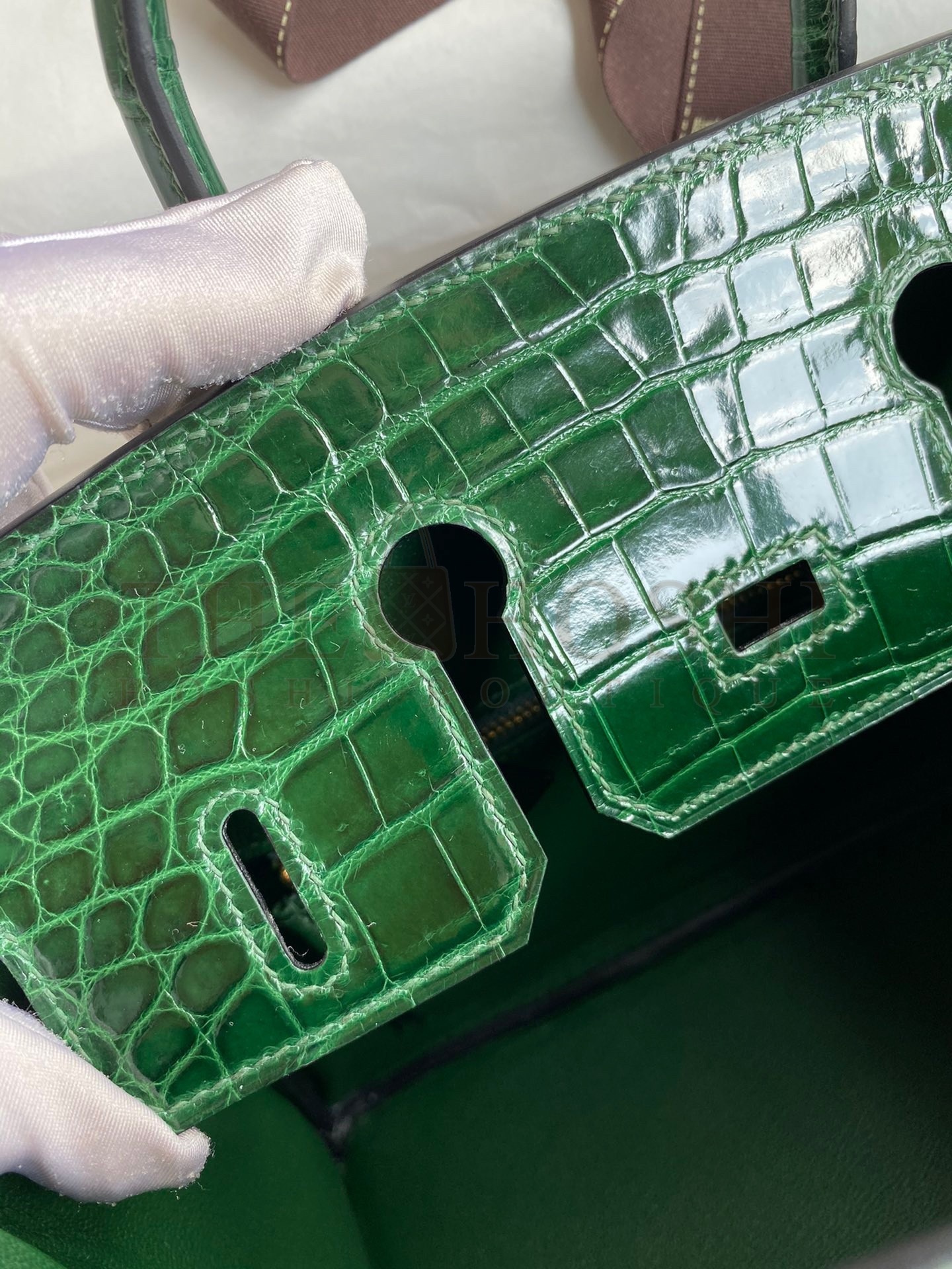 H**me5 Birkin 25 Handmade Bag In Malachite Crocodile Niloticus Shiny Skin Master Quality