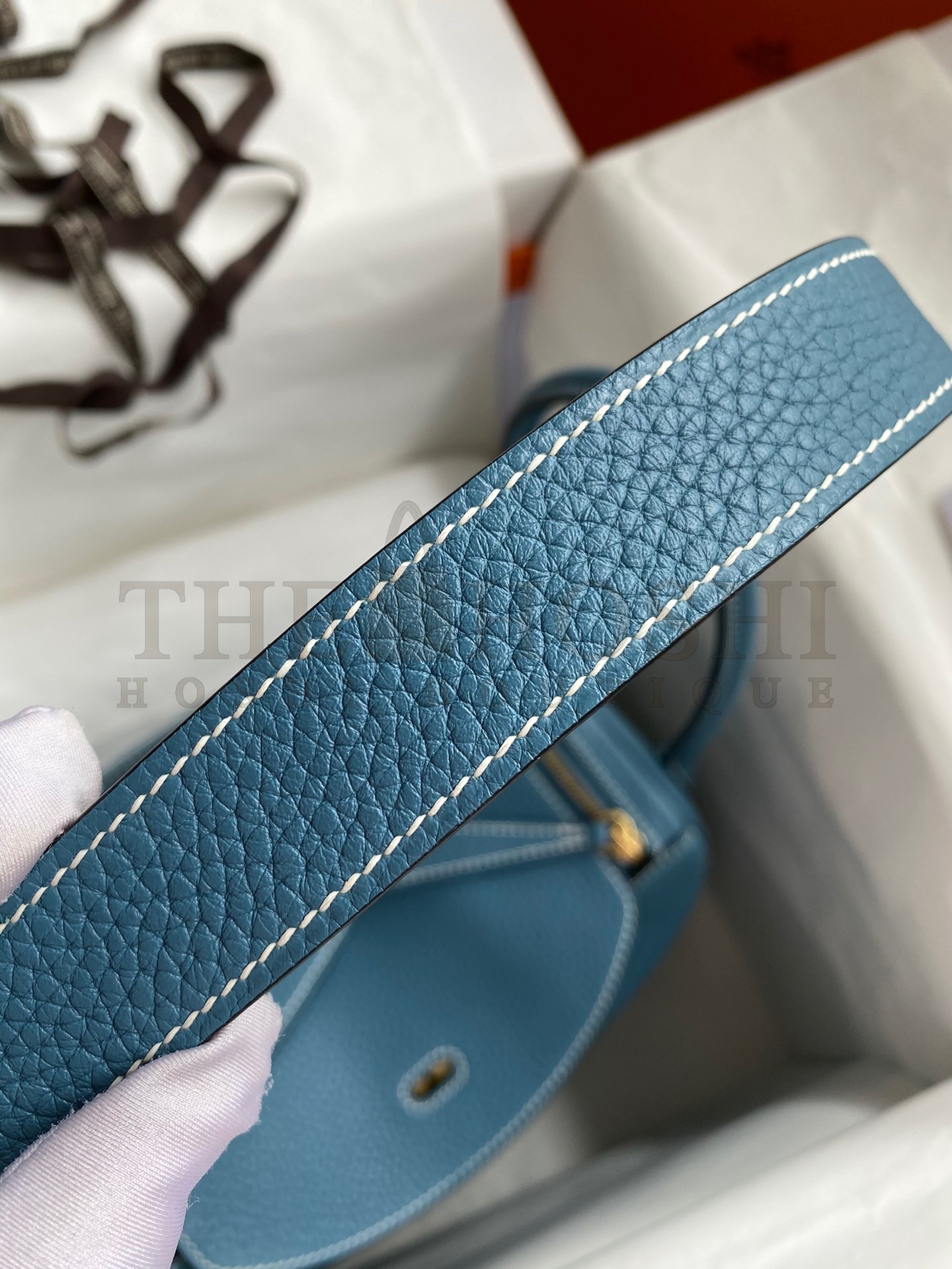 H**me5 Lindy 26 Handmade Bag In Blue Jean Clemence Leather Master Quality
