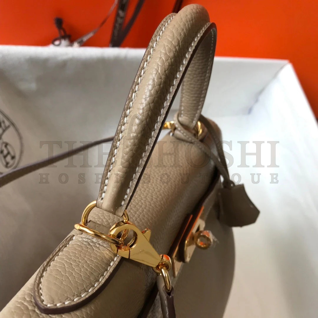 H**me5 Kelly 25cm Retourne Bag in Tourterelle Clemence Leather GHW Master Quality