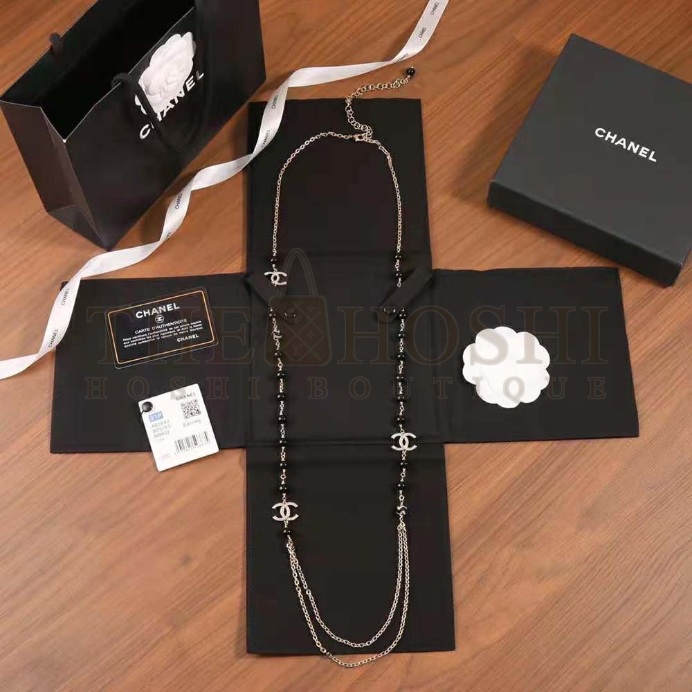 Ch**el Women Long Necklace in Metal Glass Pearls and Strass Master Quality