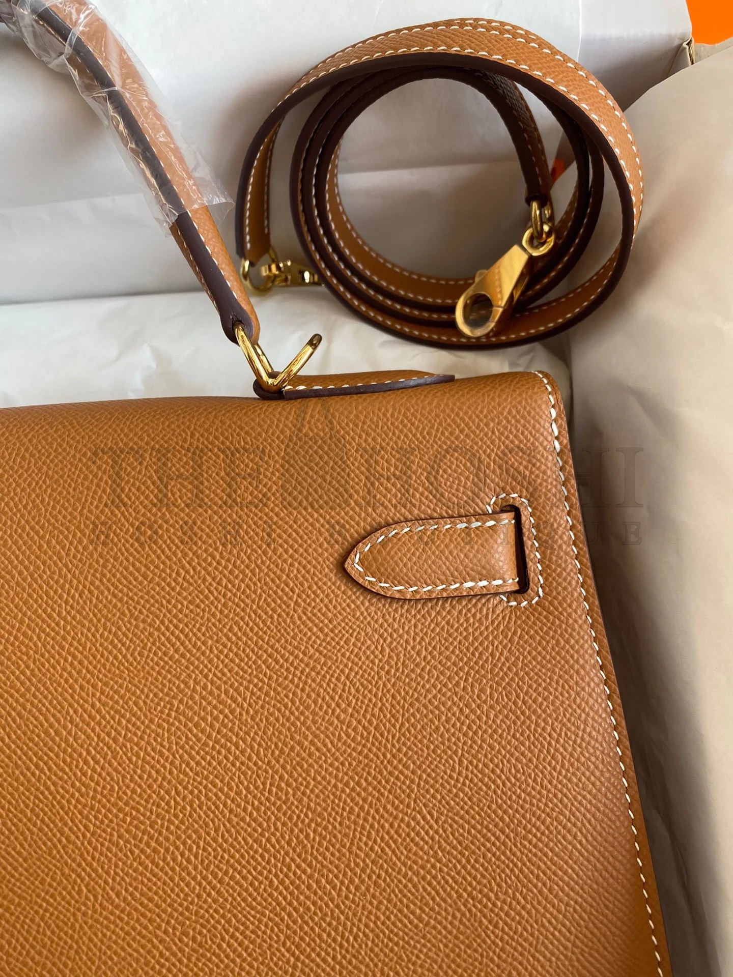 H**me5 Kelly Sellier 32 Handmade Bag In Gold Epsom Calfskin Master Quality