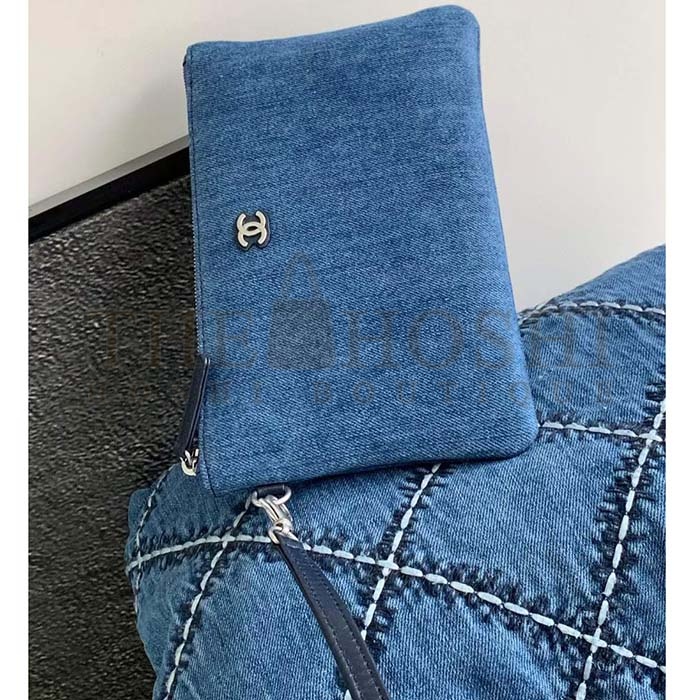 Ch**el Women CC 22 Handbag Stitched Denim Silver Metal Blue 20cm and 36cm Master Quality