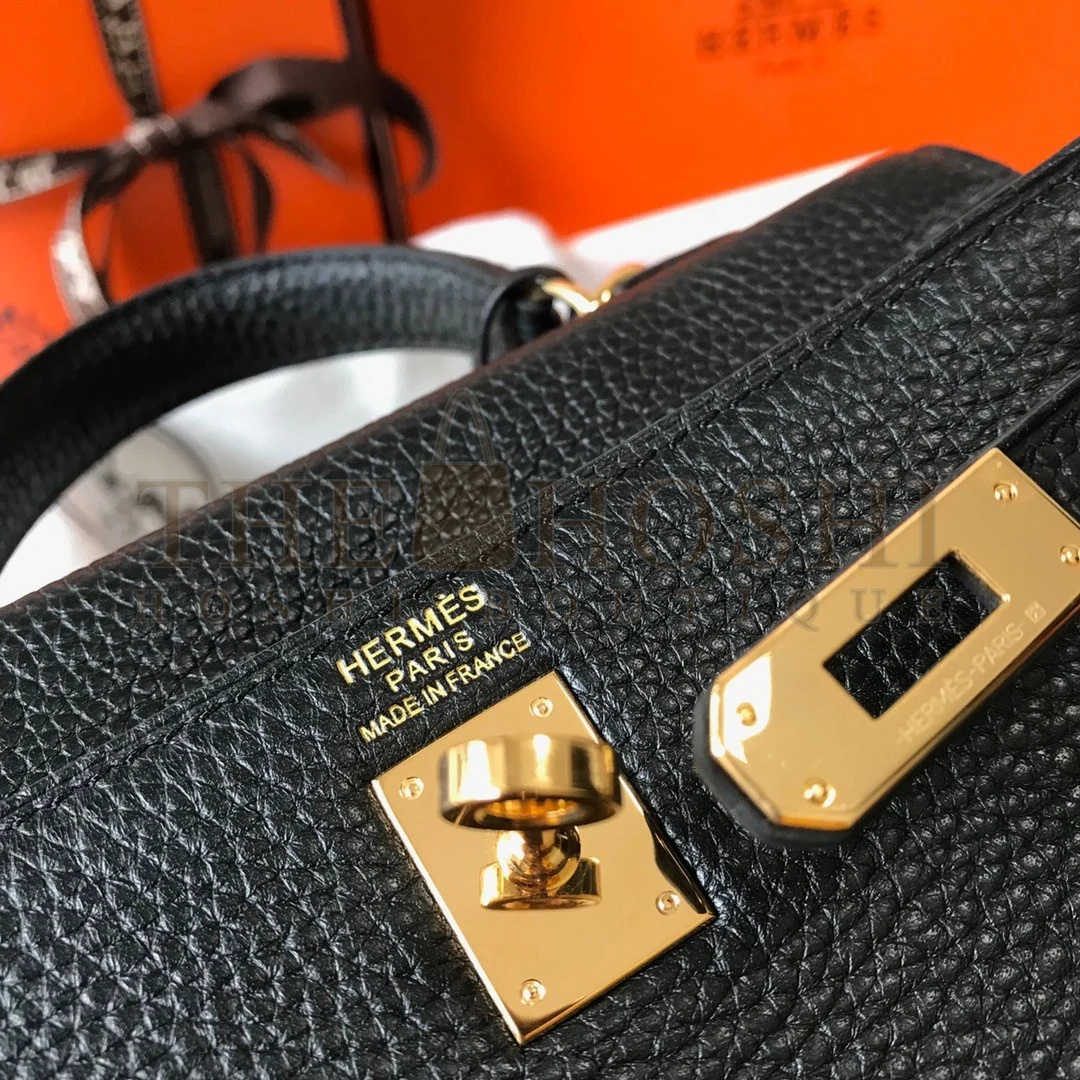 H**me5 Kelly 20cm Bag In Black Clemence Leather GHW Master Quality