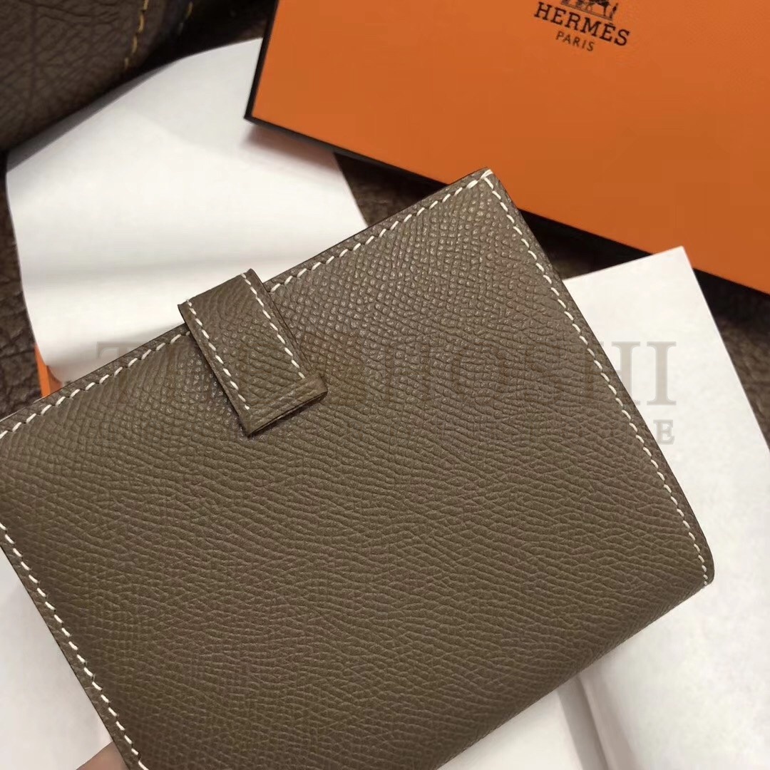 H**me5 Bearn Compact Wallet In Taupe Grey Epsom Leather Master Quality