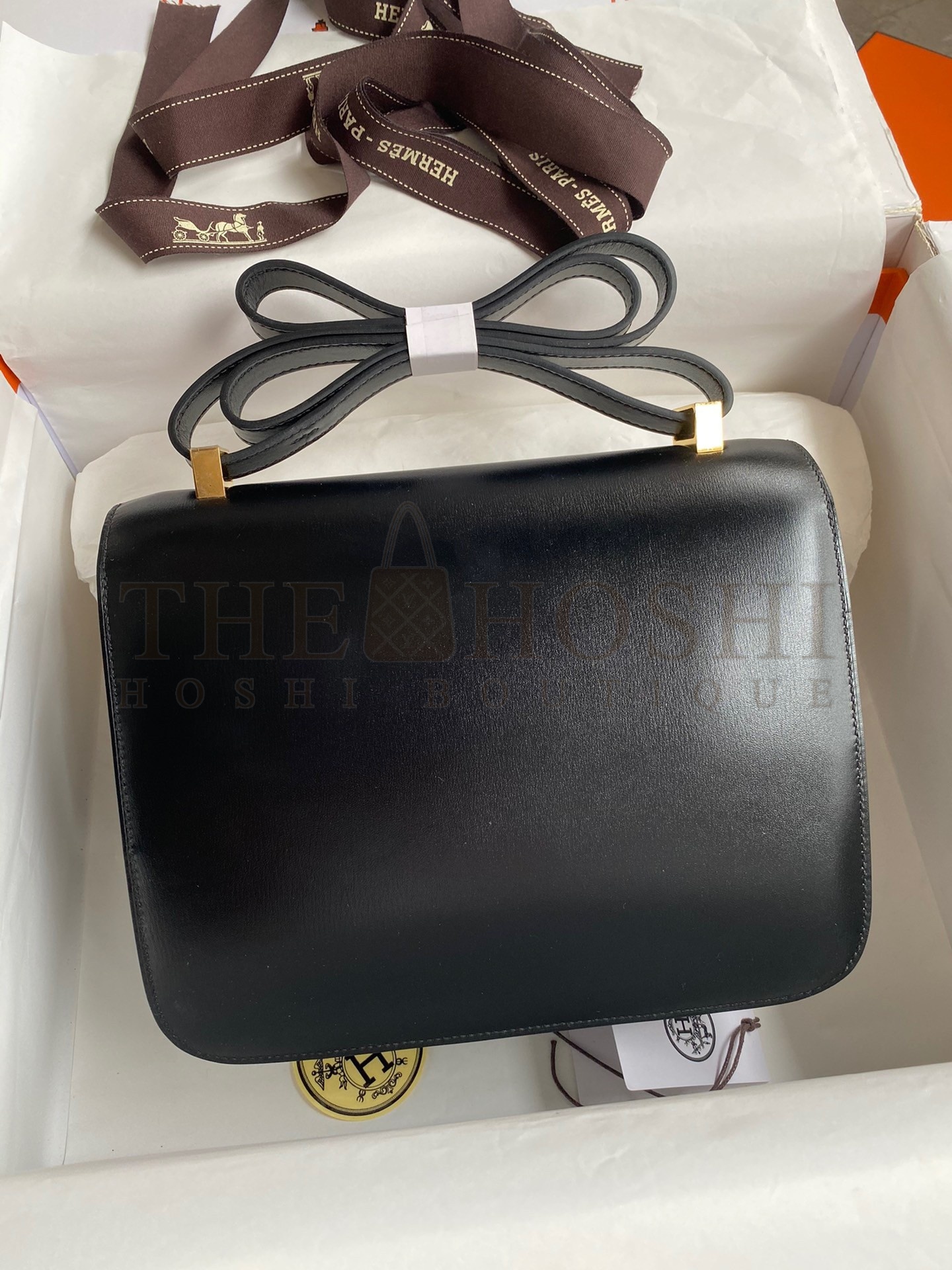 H**me5 Constance Handmade Bag In Black Box Calfskin Master Quality