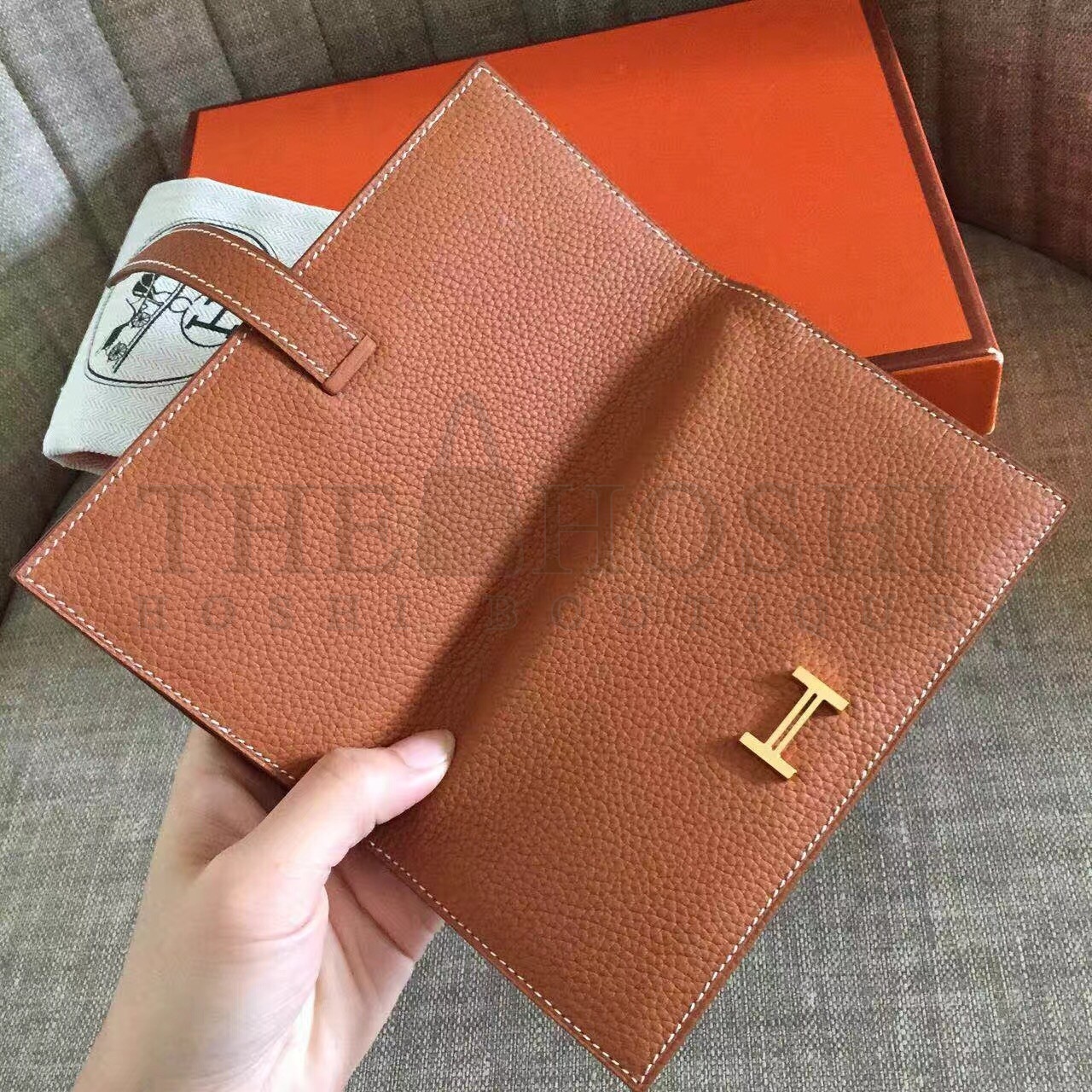 H**me5 Brown Clemence Bearn Gusset Wallet Master Quality