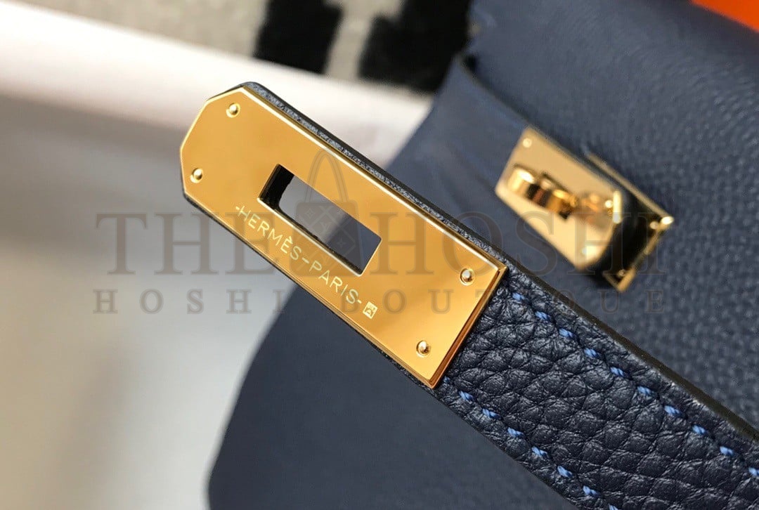 H**me5 Kelly 25cm Retourne Bag in Navy Blue Clemence Leather GHW Master Quality