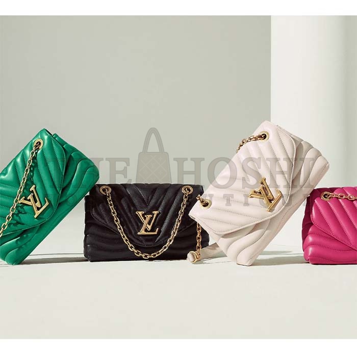 L0vis Vvtt0n LV Women New Wave Chain Bag MM Handbag Black Smooth Cowhide Master Quality