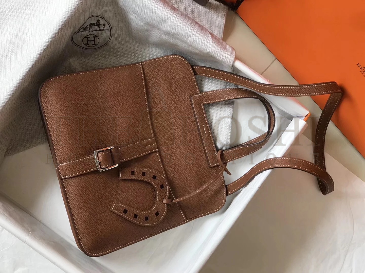 H**me5 Halzan 31cm Bag In Gold Clemence Leather Master Quality