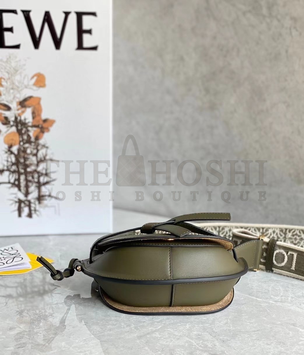 L0ew* Mini Gate Dual Bag In Autumn Green Calfskin Master Quality