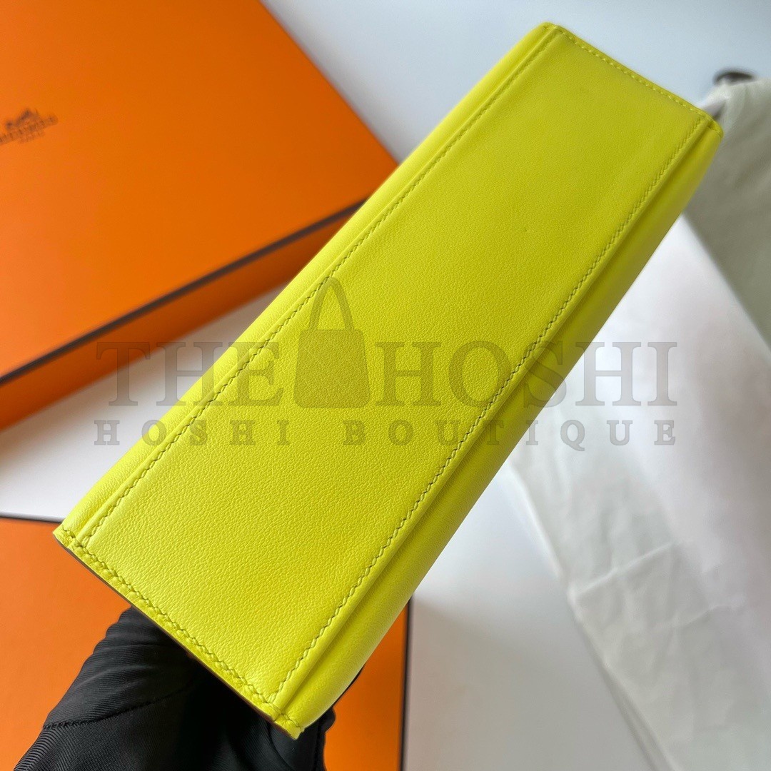 H**me5 Kelly Pochette Handmade Bag In Lime Swift Calfskin Master Quality