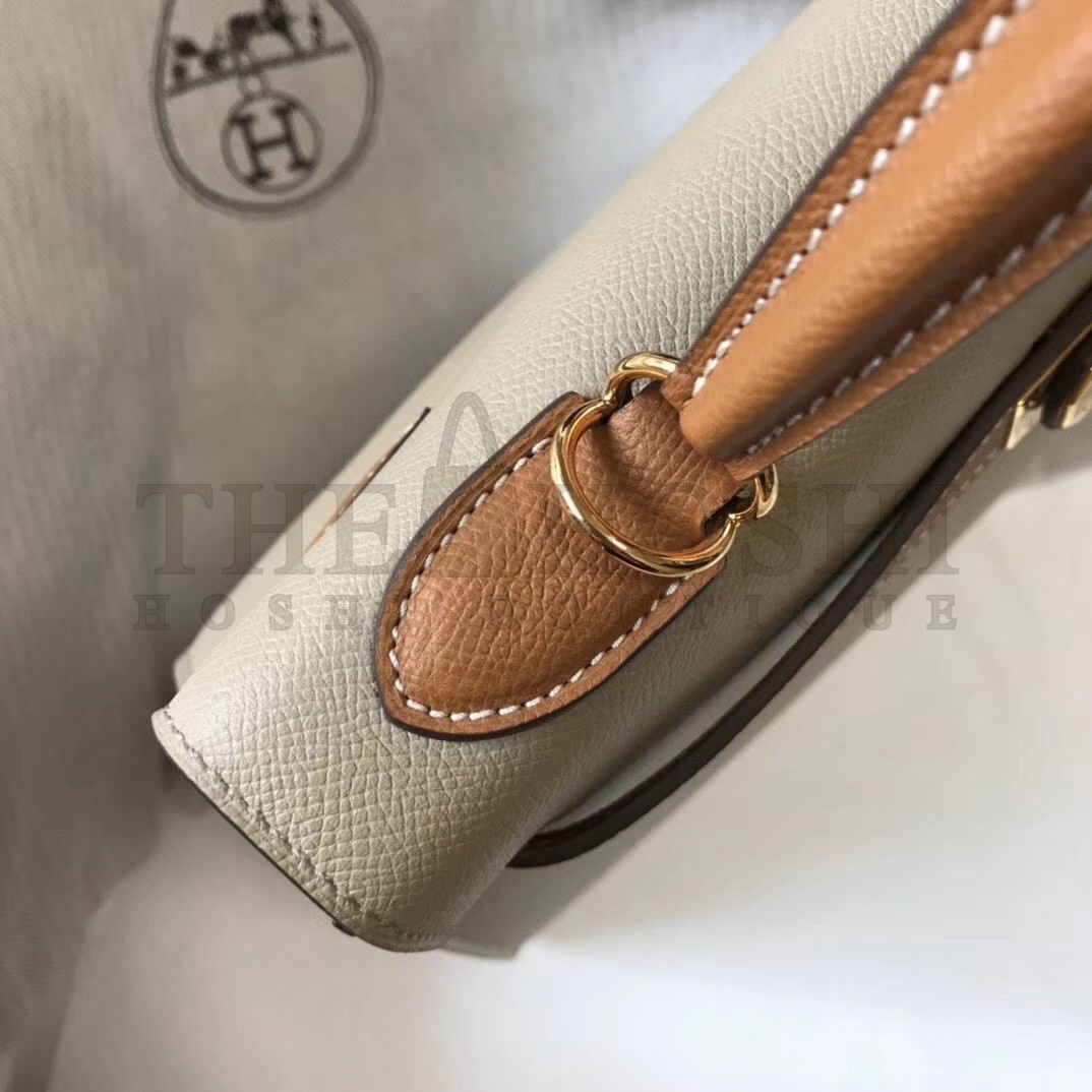 H**me5 Bi-color Kelly 32cm Epsom Bag Tourterelle/Gold GHW Master Quality