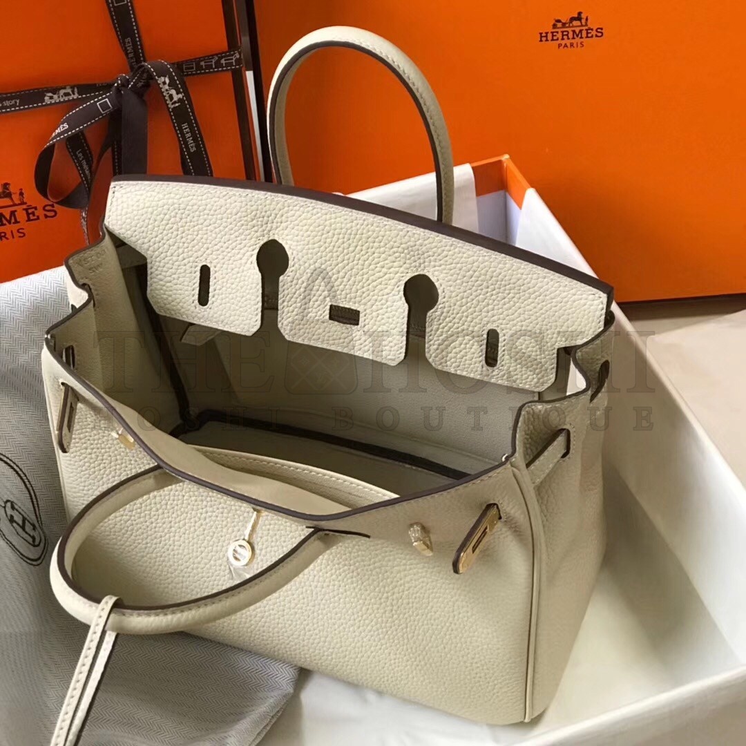 H**me5 Birkin 25 Bag In Beton Clemence Leather with GHW Master Quality