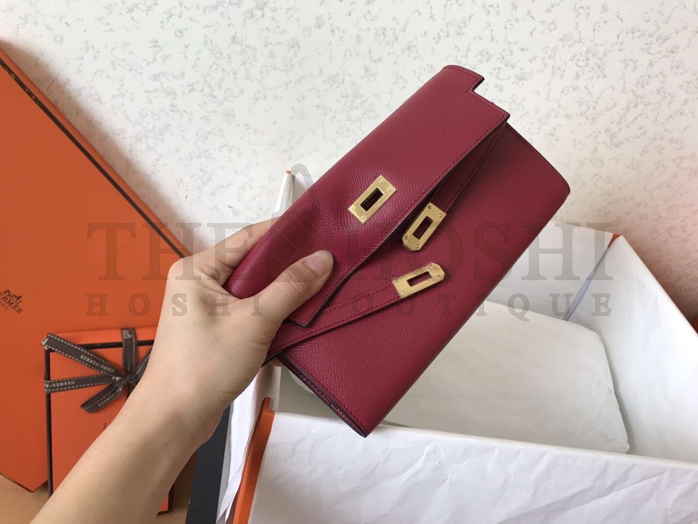 H**me5 Kelly Classic Long Wallet In Ruby Epsom Leather Master Quality