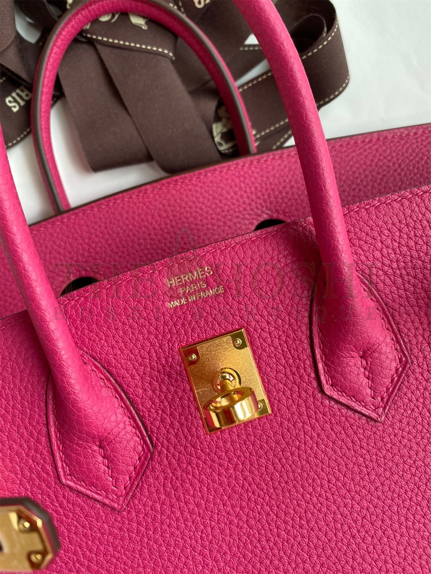 H**me5 Birkin 25 Retourne Handmade Bag In Rose Tyrien Clemence Leather Master Quality
