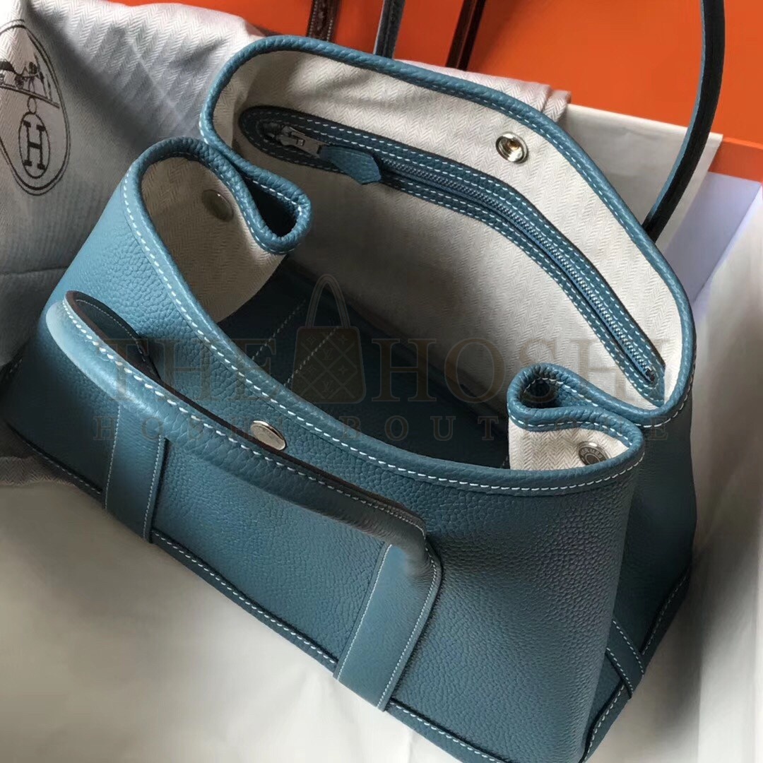 H**me5 Garden Party 36 Bag In Blue Jean Clemence Leather Master Quality