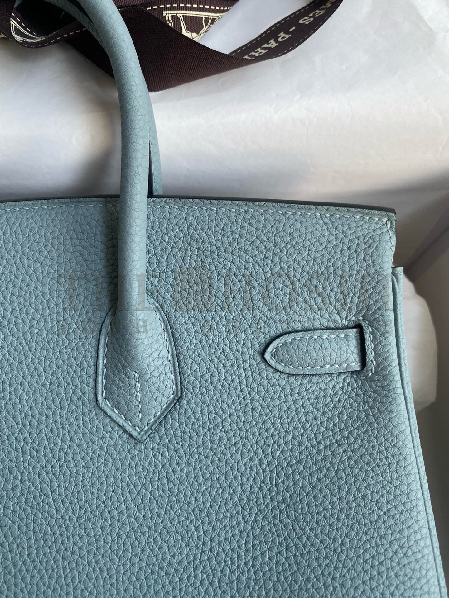 H**me5 Birkin 25 Retourne Handmade Bag In Ciel Clemence Leather Master Quality