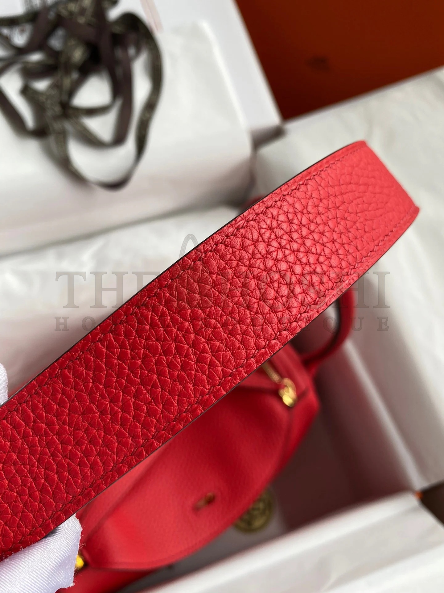 H**me5 Lindy 26 Handmade Bag In Red Clemence Leather Master Quality