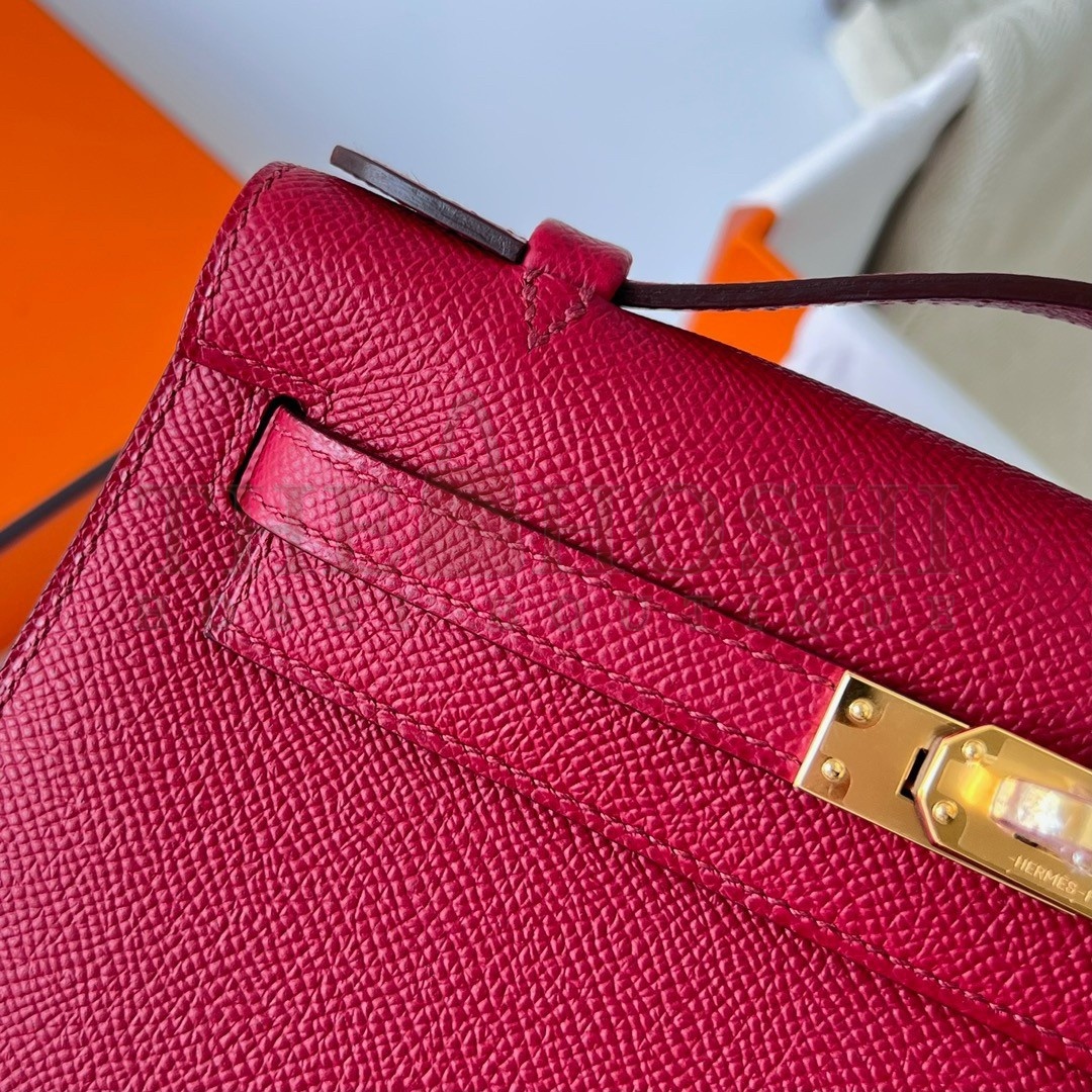 H**me5 Kelly Pochette Handmade Bag In Rouge Grenat Epsom Calfskin Master Quality