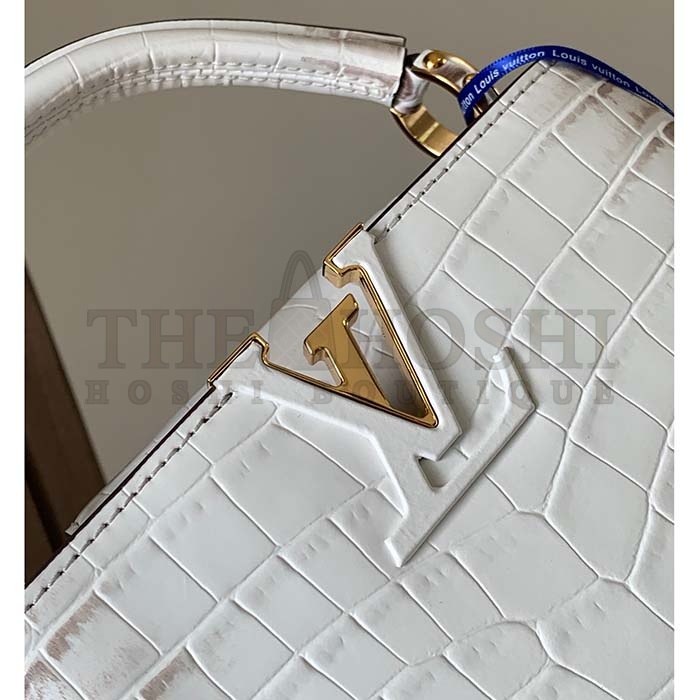 L0vis Vvtt0n LV Women Capucines Mini Handbag Beige Brown Brilliant Crocodilien Leather Master Quality