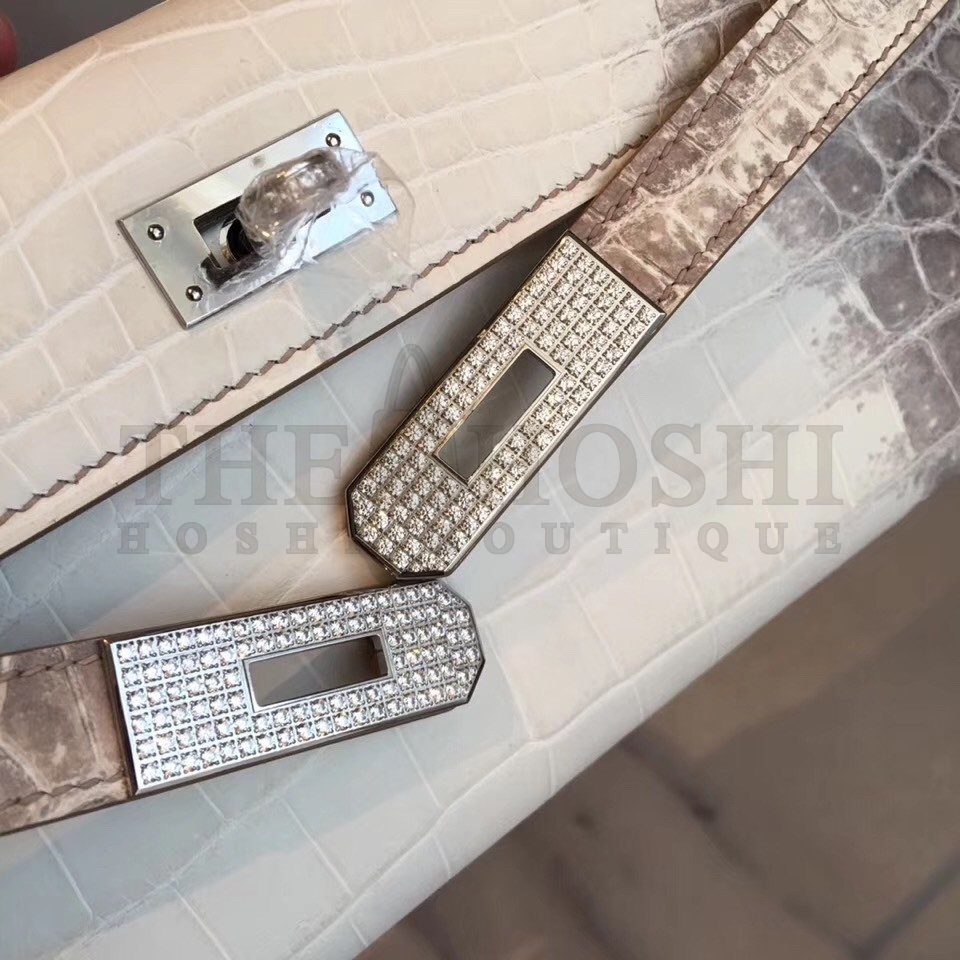 H**me5 D1am0nd Kelly Cut Clutch In Himalaya Niloticus Crocodile Skin Master Quality