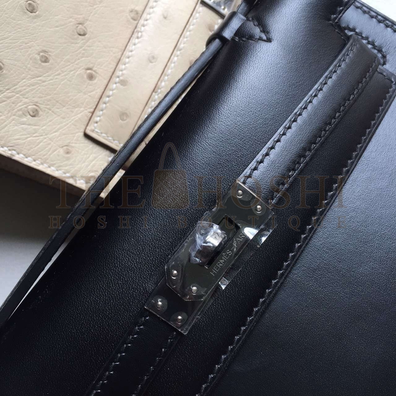 H**me5 So Black Kelly Pochette Box Leather Bag Master Quality