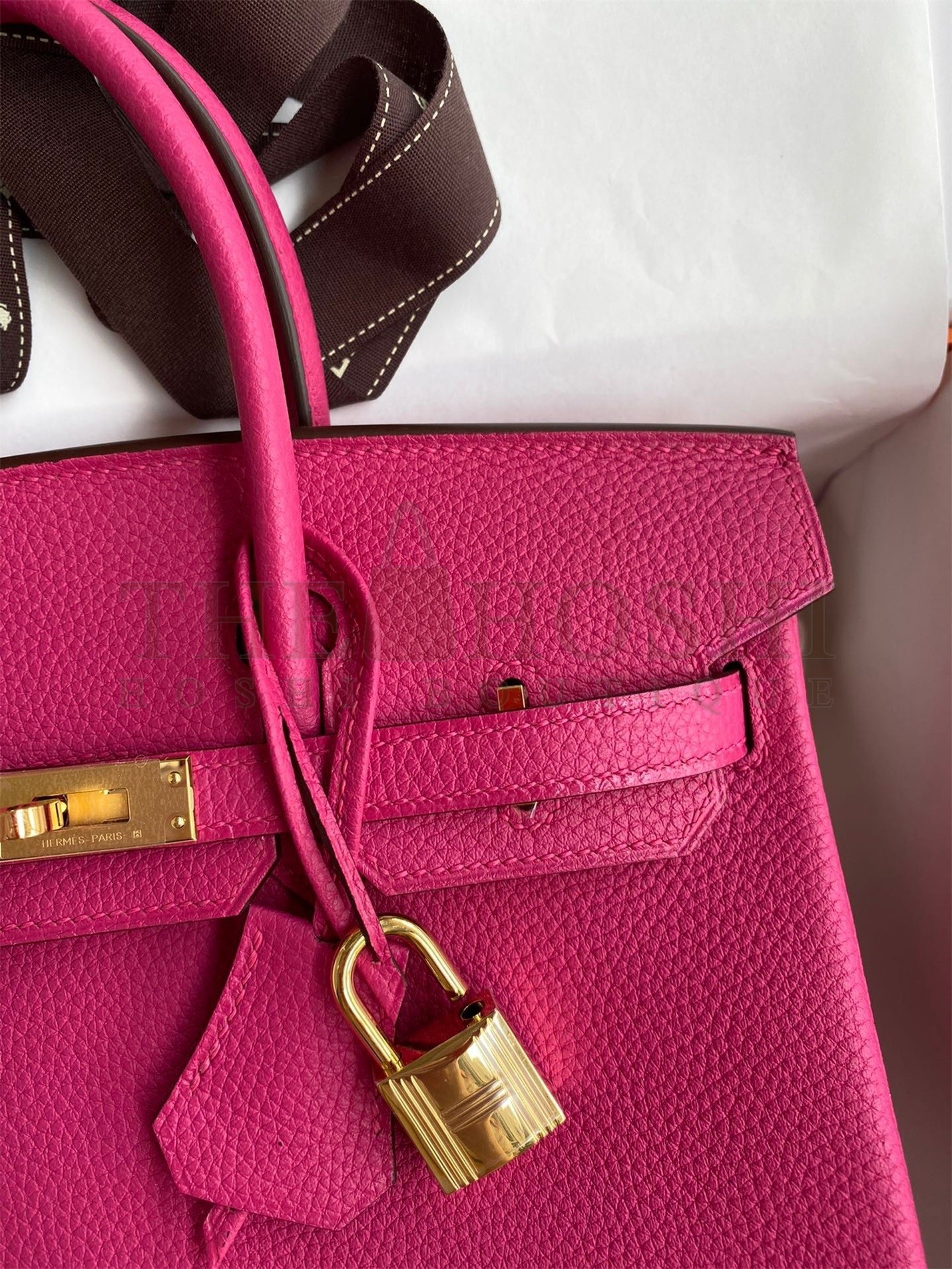 H**me5 Birkin 25 Retourne Handmade Bag In Rose Tyrien Clemence Leather Master Quality