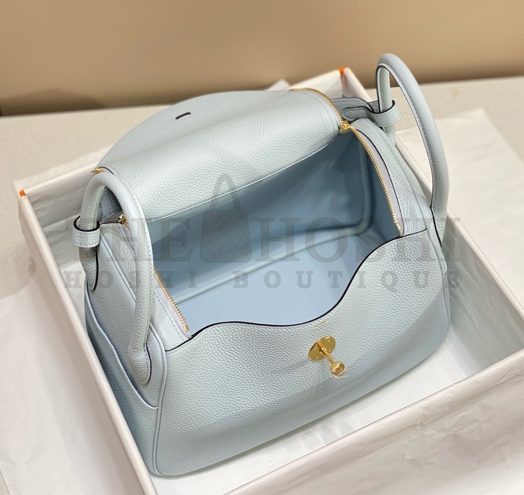H**me5 Lindy 30cm Bag In Blue Brume Clemence Leather GHW Master Quality