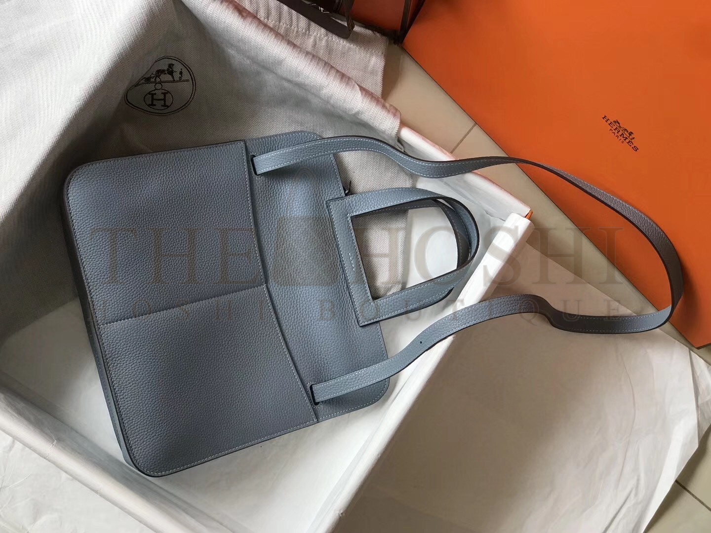 H**me5 Halzan Bag In Blue Lin Clemence Leather Master Quality