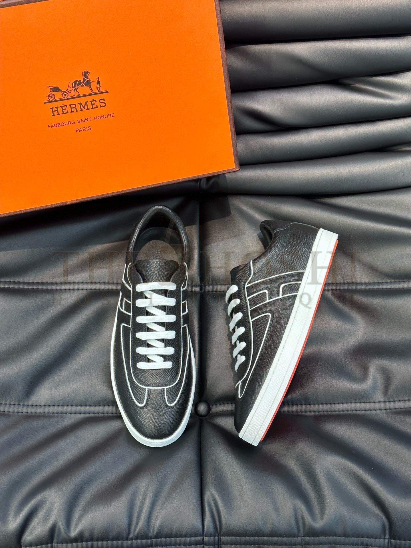 H**me5 Boomerang Sneakers In Black Epsom Calfskin Master Quality