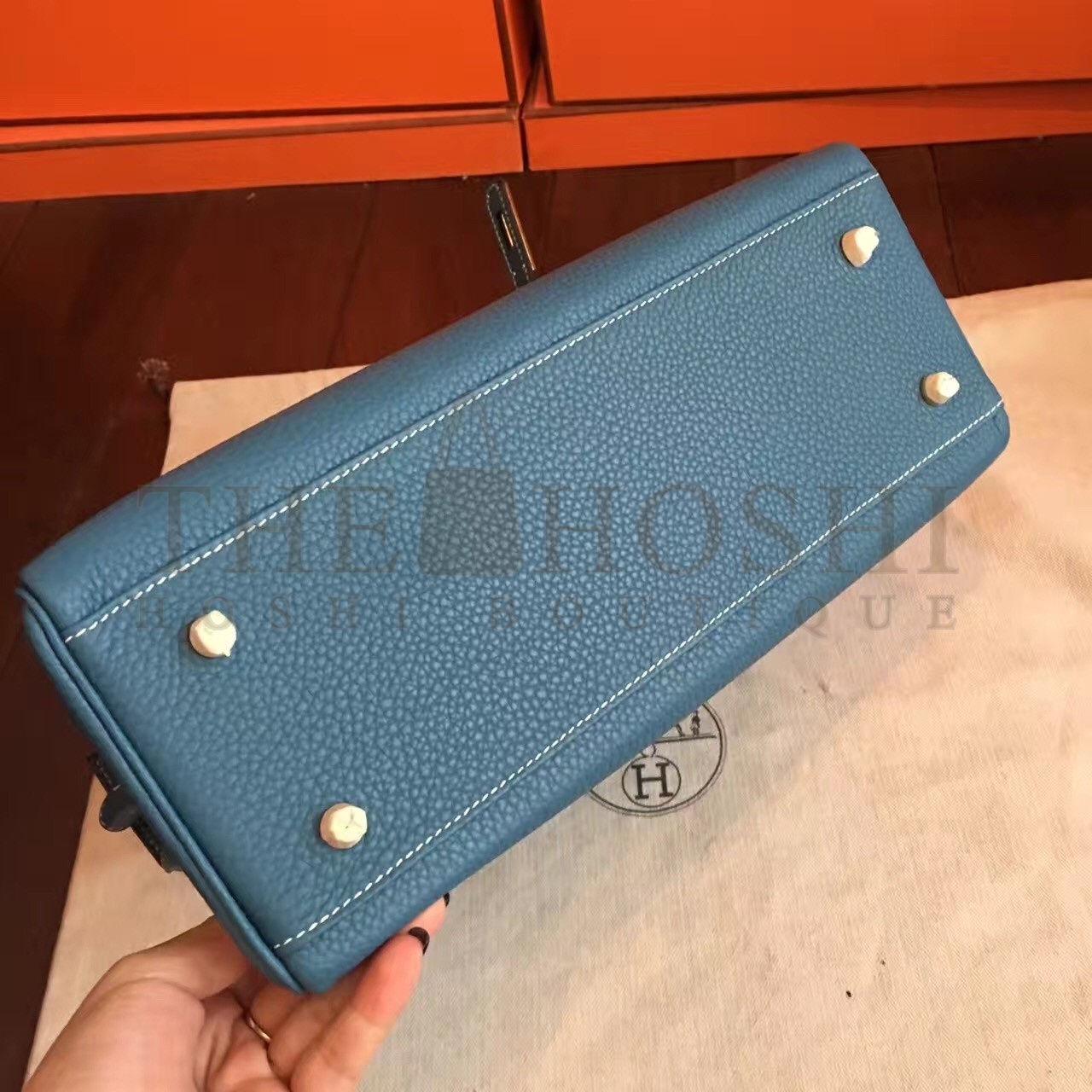 H**me5 Blue Jean Clemence Kelly Retourne 32cm Handmade Bag Master Quality