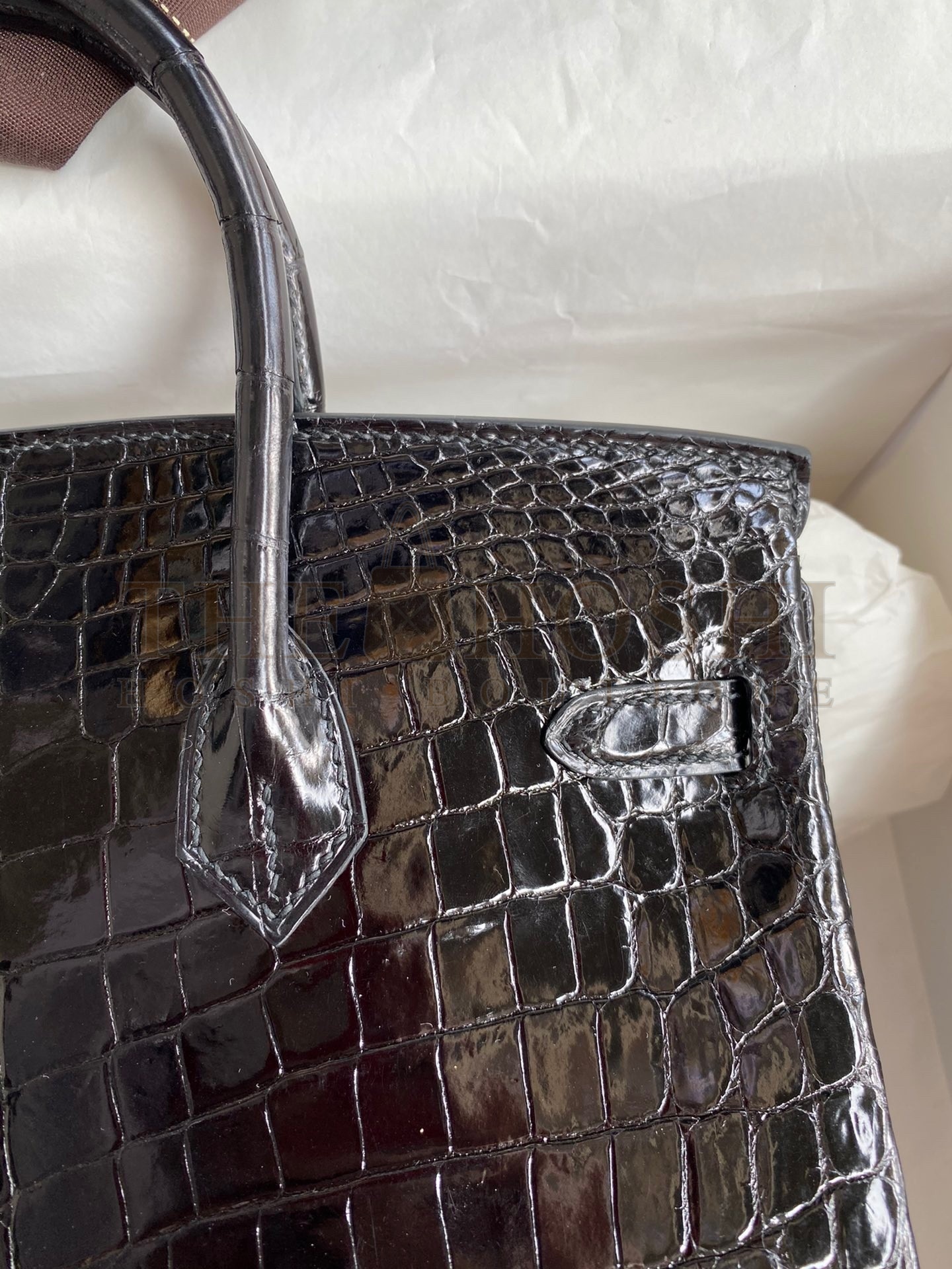 H**me5 Birkin 25 Handmade Bag In Black Crocodile Niloticus Shiny Skin Master Quality