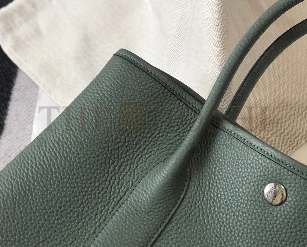 H**me5 Garden Party 36 Bag In Vert Amande Clemence Leather Master Quality