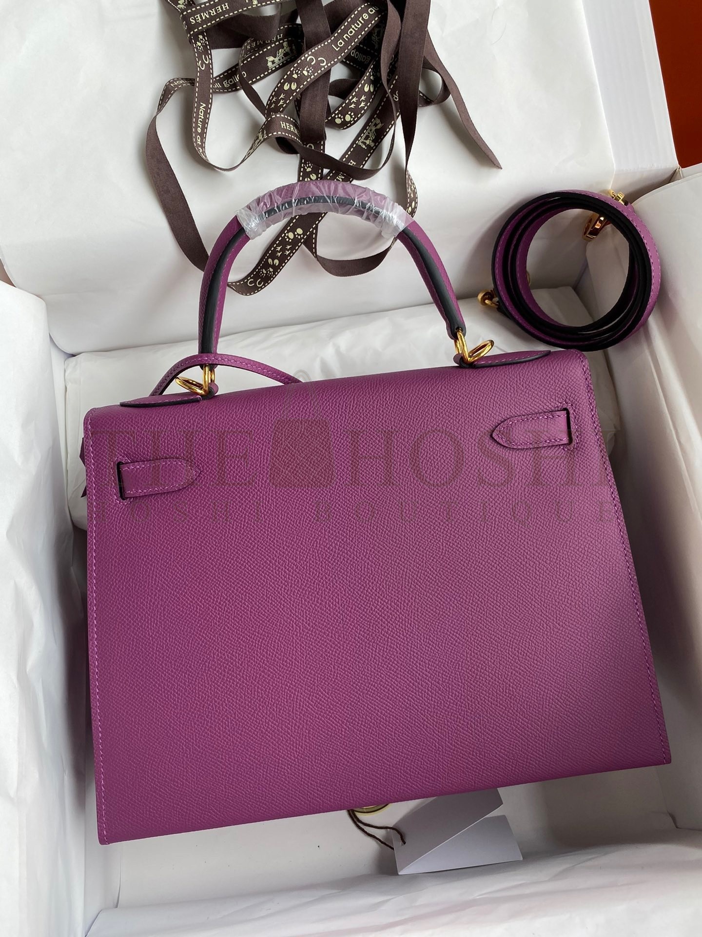 H**me5 Kelly Sellier 28 Handmade Bag In Anemone Epsom Calfskin Master Quality
