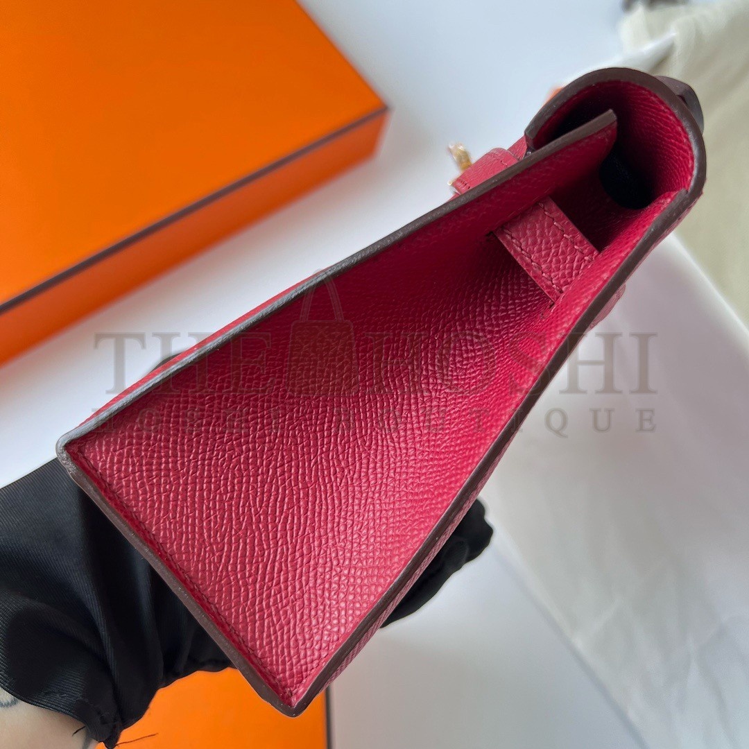 H**me5 Kelly Pochette Handmade Bag In Rouge Grenat Epsom Calfskin Master Quality