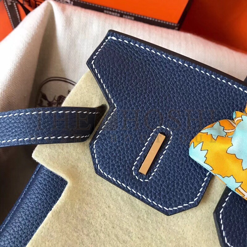 H**me5 Navy Blue Birkin 30cm Clemence Handmade Bag Master Quality