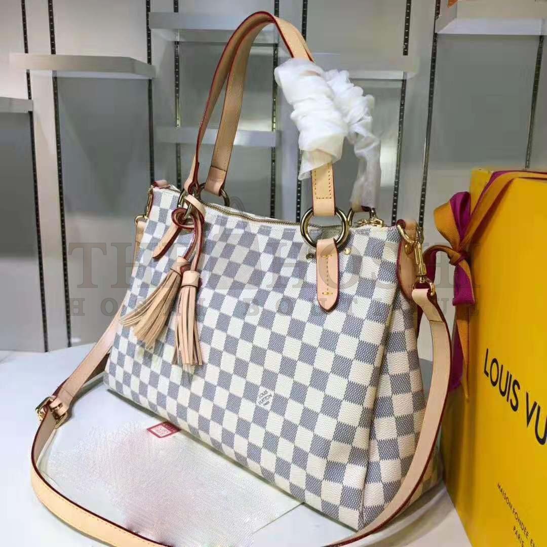 L0vis Vvtt0n LV Women Lymington Zipped Tote in Damier Azur Coated Canvas Master Quality
