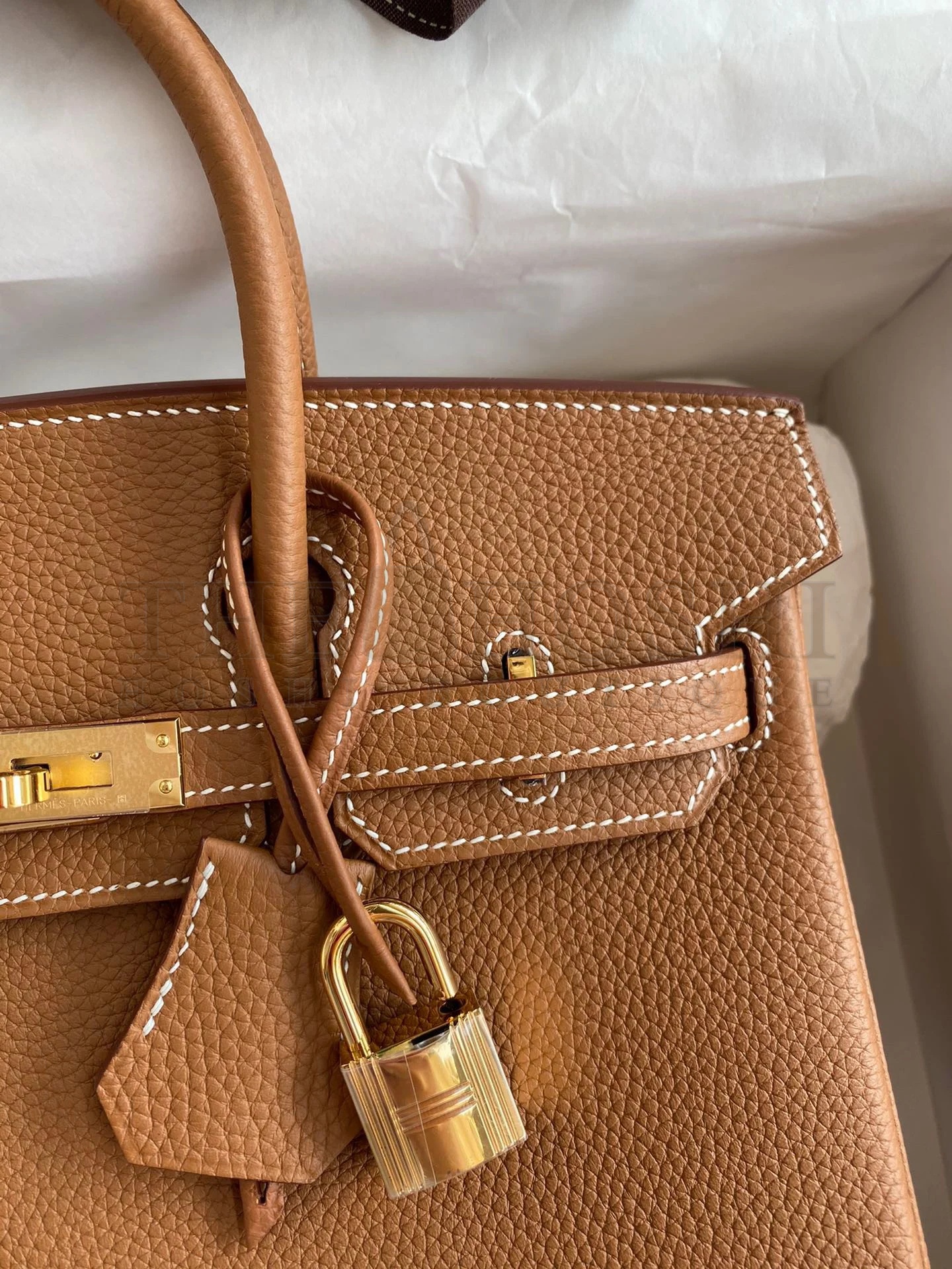 H**me5 Birkin 25 Retourne Handmade Bag In Gold Clemence Leather Master Quality