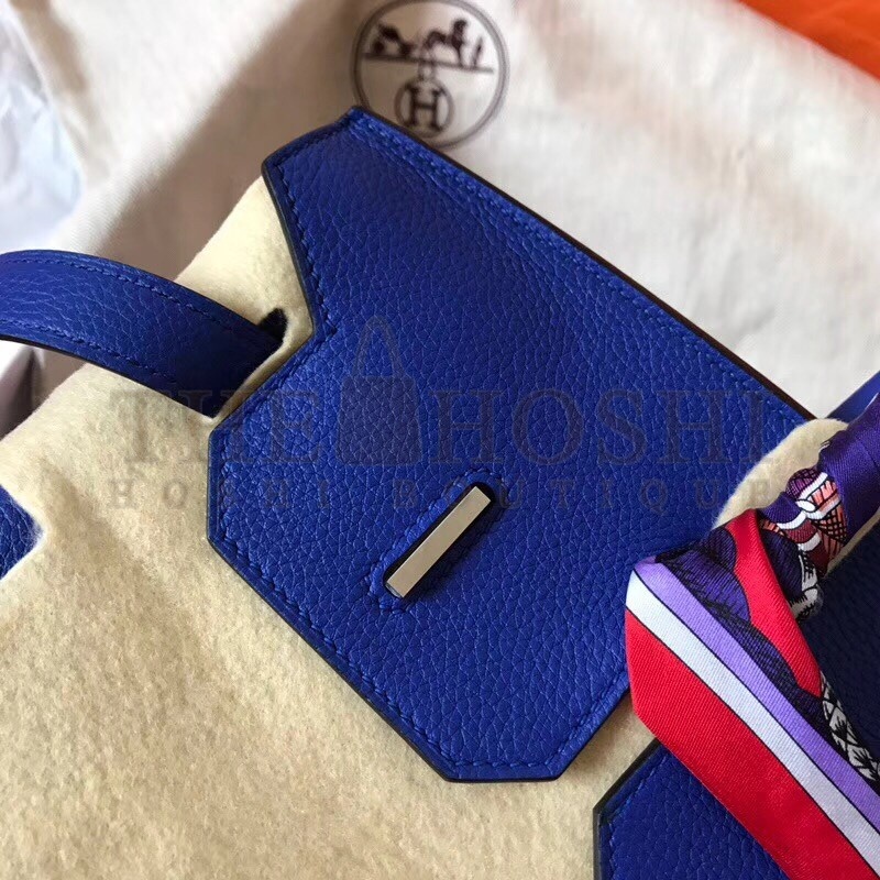 H**me5 Blue Electric Birkin 35cm Clemence Handmade Bag Master Quality