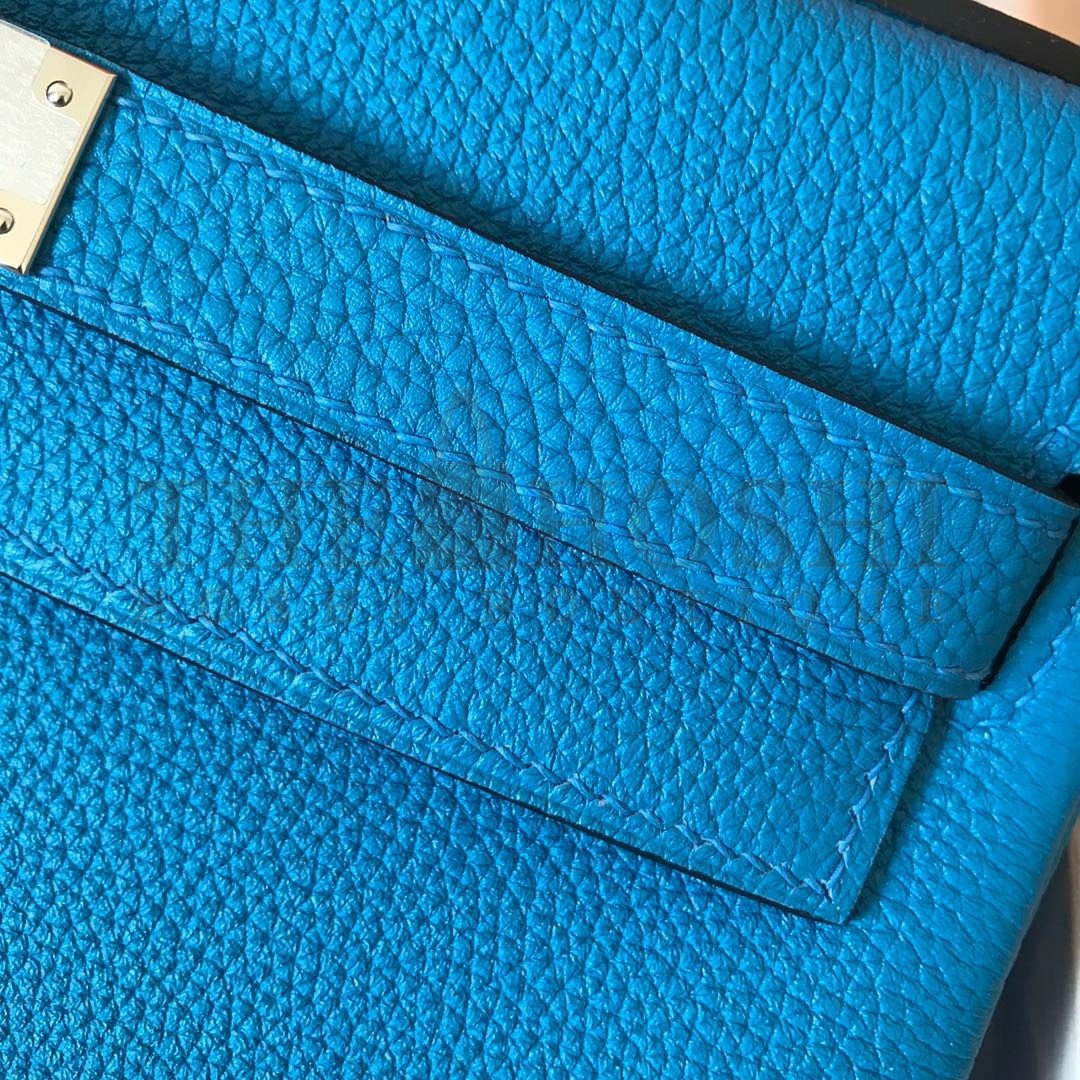 H**me5 Kelly Retourne 28 Handmade Bag In Blue Zanzibar Clemence Leather Master Quality