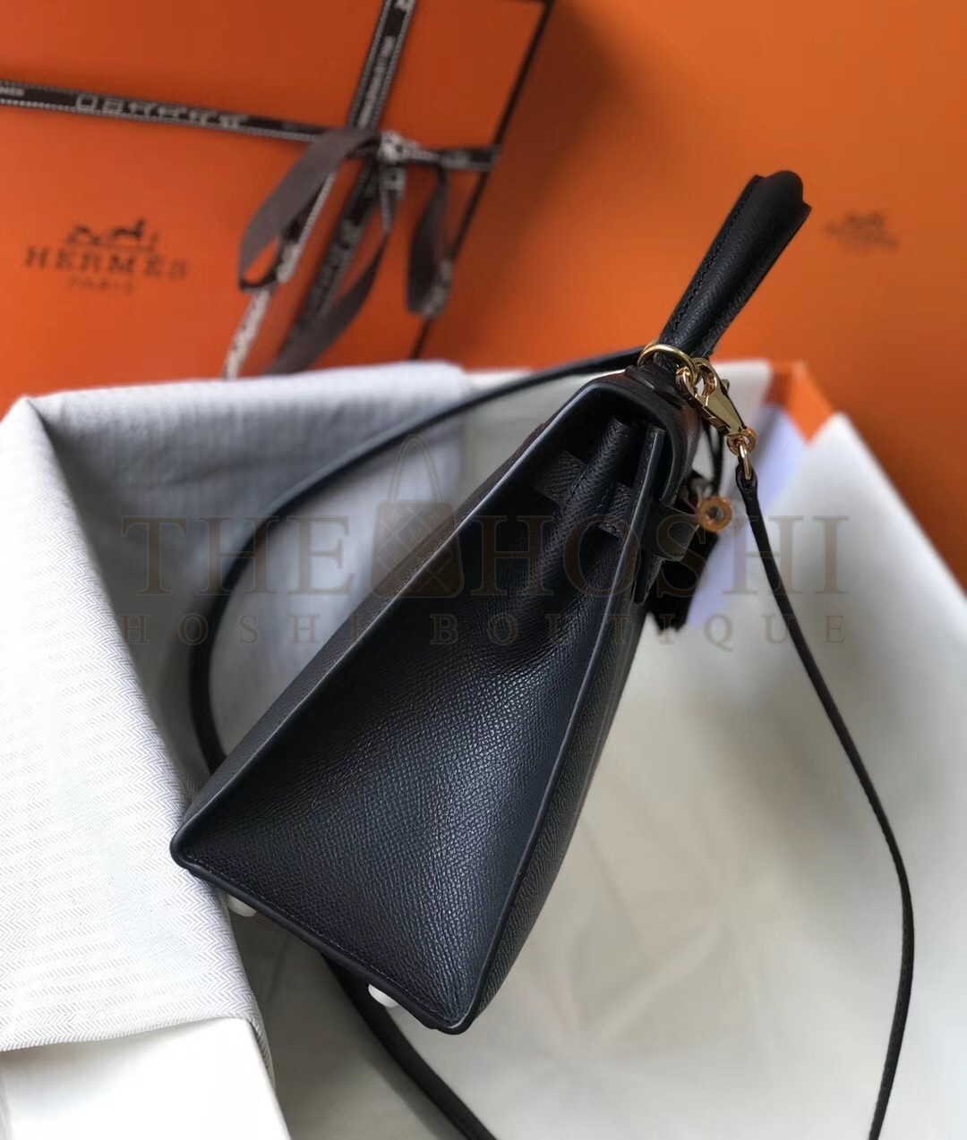 H**me5 Kelly 25cm Sellier Bag In Black Epsom Leather Master Quality
