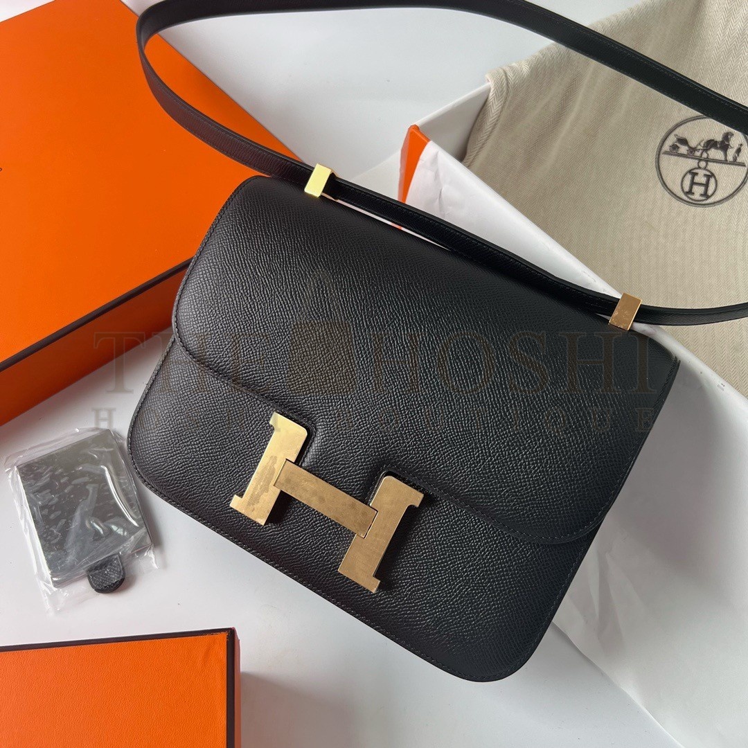 H**me5 Constance 1-24 Mirror Bag In Black Epsom Calfskin Master Quality
