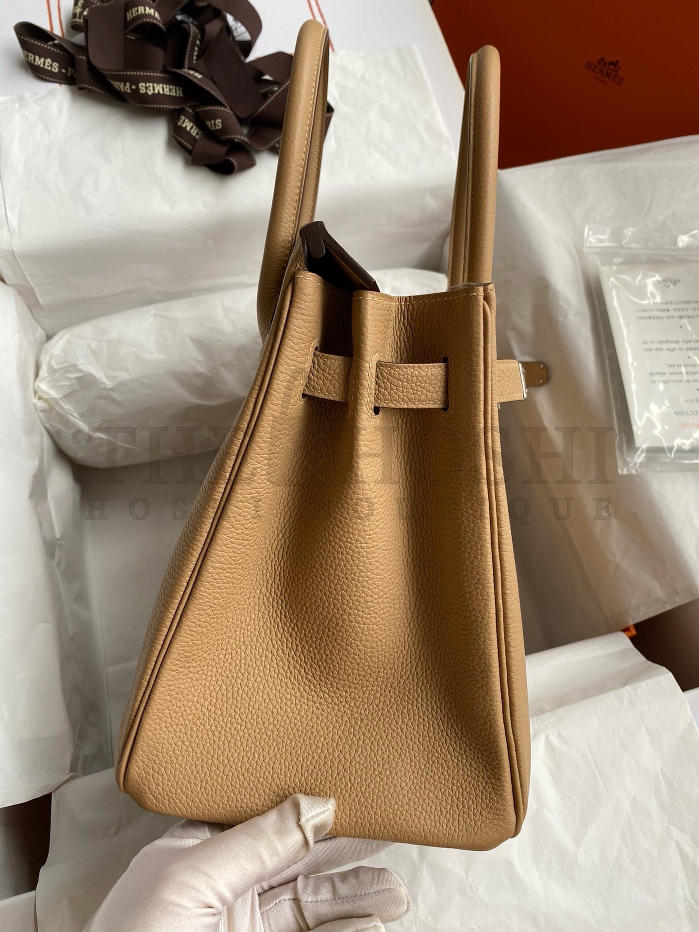 H**me5 Birkin 30 Retourne Handmade Bag In Chai Clemence Leather Master Quality