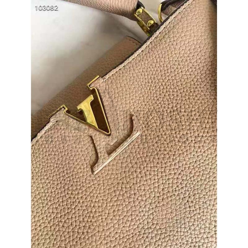 L0vis Vvtt0n LV Women Capucines MM Handbag Galet Gray Taurillon Leather Master Quality