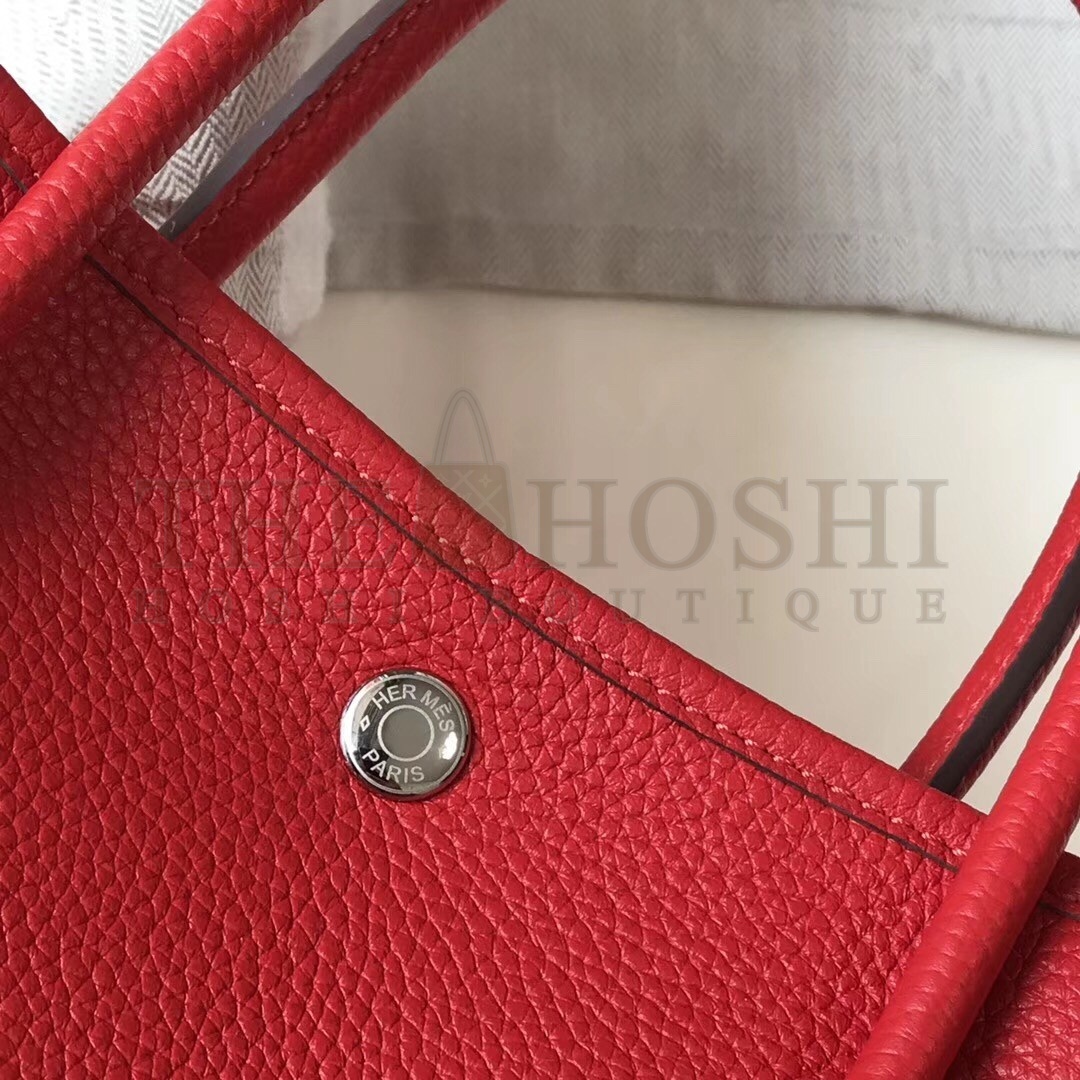 H**me5 Garden Party 36 Bag In Red Clemence Leather Master Quality