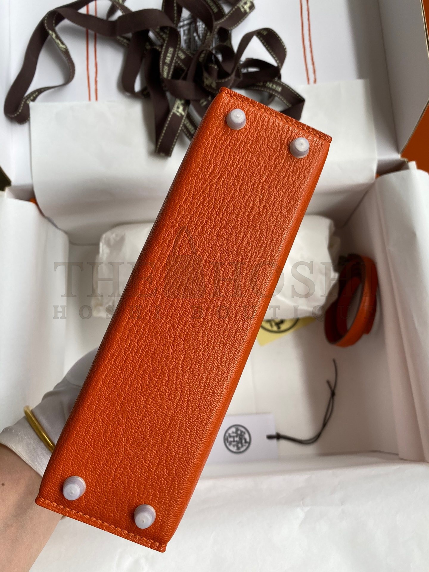 H**me5 Kelly Mini II Sellier Handmade Bag In Orange Chevre Mysore Leather Master Quality